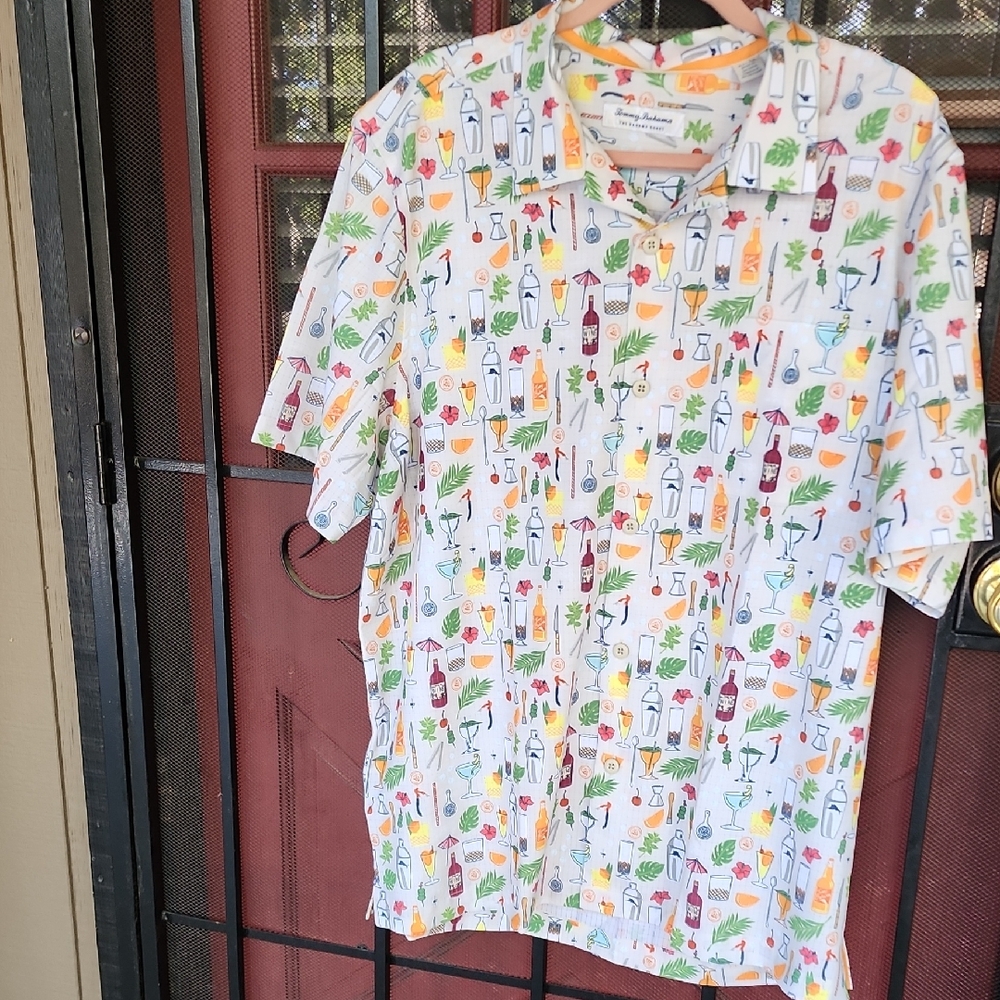 Tommy Bahama White Tropical Cocktail Print Button-Down Shirt